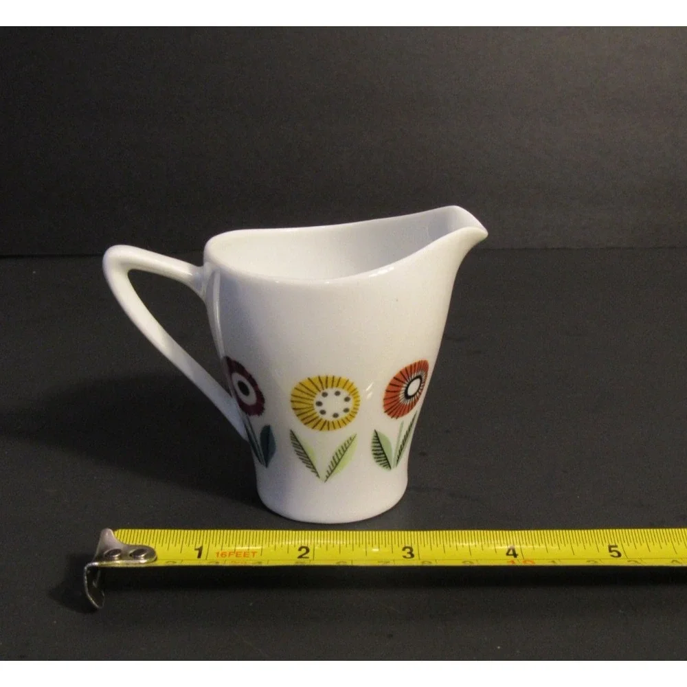 Upsala Ekeby Karlskrona Creamer Sweden Mid Century Modern Floral Ceramic MCM